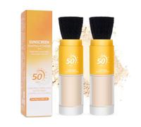 2PCS Poudres De Fixation MinéRales De Protection Solaire, Poudre de protection solaire SPF50 pour le Visage Poudre de Contrôle d'huile Légère avec Pinceau pour Tous les Types de Peau