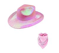 2pcs pour Les Chapeaux De Cow-Boy Couleur Éblouissants Et Le Masque Cyclisme Les Hommes Western Hat Model Show Ressenti des Hommes Adultes L'été Respirant avec Un Écharpe Bandanas