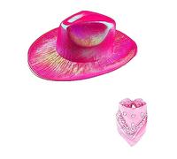 2pcs pour Les Chapeaux De Cow-Boy Couleur Éblouissants Et Le Masque Cyclisme Les Hommes Western Hat Model Show Ressenti des Hommes Adultes L'été Respirant avec Un Écharpe Bandanas