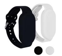2pcs pour Samsung Galaxy SmartTag 2 Bracelet, Étui de Protection Silicone Étanche Support de Couverture Complète Caché pour Enfants Personnes Âgées Accessoires (Noir, Blanc)