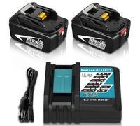 2pcs Powayup 18V Batterie de Remplacement avec Maki-ta Chargeur DC18RCT 7A pour Maki-ta Batterie 18V BL1845B BL1840B BL1835B BL1830B BL1825B BL1820B BL1815 BL1820 BL1825 BL1830 BL1835 BL1840 BL1845