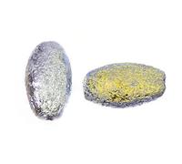 2pcs Pressed Beads 22 x 12 mm, Crystal Etched Jet Volcano (30-ETCH-28001-), Bohemian Crystal Glass, Czech Republic 11191205
