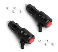 2PCS prise allume cigare 12v sécurité résistante à la chaleur prise allume cigare male avec un interrupteur rouge et 4pcs fusibles supplémentaires de 15A universel 12V/24V voiture allume-cigare socket