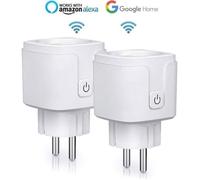 2PCS Prise Connectée Wifi, 16A Compatible avec Android iOS Amazon Alexa Google Home Assistant Courant Programmable Télécommande App