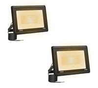 2PCS Projecteur LED Extérieur 100W, 10000LM 3000K Spot Éclairage Jardin | 144 LED Haute, Blanche Chaude, Luminosité 120°,IP66 Étanche, Économie d'Énergie, Lampe Exterieur Pour Cour Garage Parking