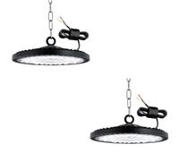 2PCS Projecteur LED Haute Baie UFO 100W, 10000LM 6000K pour Usine Garage