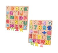 2pcs Puzzle Alphabet Bois CHUNLINLAODA Puzzles en Bois Enfant Alphabet en Boi et numéro Puzzle Alphabets Coloré Puzzles Alphabe de 3+ Ans Enfant Jouets pour Jeux Éducatifs (Multicolore 1)