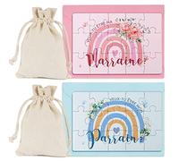 2Pcs Puzzle Demande Parrain Marraine Casse Tete Idée Cadeau “Veux-tu être Mon Parrain”“Veux-tu être ma Marraine”pour Annonce Naissance Bébé Futur Parrain Marraine Baptême avec Enveloppe Sachet