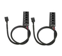 2Pcs PWM Fan Hub 5 Way 4Pin 13.8in Cable Length Widely Compatible PC Fan Adapter Cable