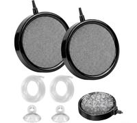 2pcs Quartz Air Stones 2m Tube Suction Cup Black | Fine bubble diffusion, efficient gas exchange, promotes aquatic health, 2m flexible tube, strong suction cup