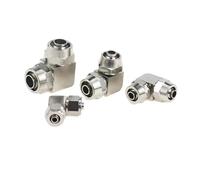 2pcs Quick Fit Tube O.D 4/6/8/10/12/14/16mm Equal Elbow Nickel Brass Pipe Fitting(6x4mm)