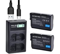 2pcs QUMOX Batterie EN-EL15 et Chargeur Double USB Compatible avec Z6 Z7 D500 D600 D610 D800 D850 D800E D750 D7000 D7100 D7200