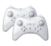 2PCS Qumox Manette Contrôleur U Pro Joystick de Jeux Double Analogique sans fil compatible avec Nintendo Wii U blanche G