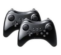 2PCS Qumox Manette Contrôleur U Pro Joystick de Jeux Double Analogique sans fil compatible avec Nintendo Wii U noire G