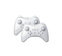 2PCS Qumox Manette Contrôleur U Pro Joystick de Jeux Double Analogique sans fil compatible avec Nintendo Wii U blanche G