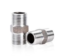 2PCS Raccords Inox 1/2", Mamelon Hexagonal en acier Inoxydable - Filetage Externe, Convient pour l'alimentation en eau chaude et froide, la tuyauterie, les vannes et les raccords de tuyau d'arrivée