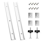 2Pcs Rails Aluminium T Track, 400mm Mitre Track Fente, avec 8 Vis Autotaraudeuses, 2 Écrou Coulissant en M8/M6 en T, pour Outil de Travail du Bois