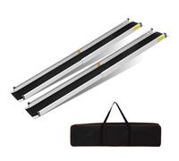 2PCS Rampe de Fauteuil Roulant, 105-183CM Rampe d'Accès, Capacité de Charge 272kg, Rampes d'Accès Longueur Ajustable Télescopiques pour Fauteuil Roulant Antidérapante