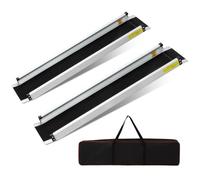 2PCS Rampe de Fauteuil Roulant, 90-152CM Rampe d'Accès, Capacité de Charge 272kg, Rampes d'Accès Longueur Ajustable Télescopiques pour Fauteuil Roulant Antidérapante