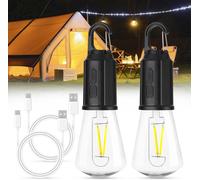 2pcs Rechargeable Camping Lamp,Usb Rechargeable Bulb,Portable Camping Light Adjustable Brightness 3 Modes With Hook,Emergency Light For Adventure Hiking Garden
