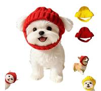 2Pcs Red Knit Dog Beanie with Ear Flaps Warm Winter Hat, Pet Knitted Snood with Ears Holes, Cute Winter Hat for Cats Dogs, Outdoor Soft Stretchy Puppy Knit Cap