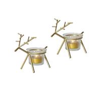 2Pcs Reindeer Tealight Candle Holder Glass Votive Candle Holders Christmas Decorations