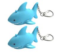 2Pcs Requin Porte-Clés Métal Plastique LED Son Animal Porte-Clés Pendentif Charmes pour à Dos Clé de Voiture Suspendus Ornement D'anniversaire (Bleu Ciel)