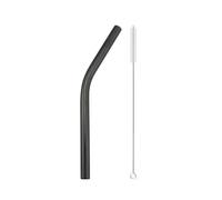 2pcs Reusable Drinking Straw Stainless Steel 12mm Wide Metal Straws Set Milkshake Bubble Tea 647(Black Bent)