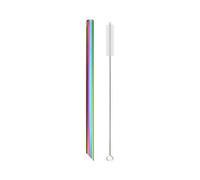 2pcs Reusable Drinking Straw Stainless Steel 12mm Wide Metal Straws Set Milkshake Bubble Tea 647(Rainbow Sharp)