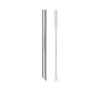 2pcs Reusable Drinking Straw Stainless Steel 12mm Wide Metal Straws Set Milkshake Bubble Tea 647(Silver Sharp)