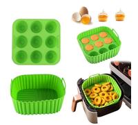 2pcs réutilisable anti-adhésive plateaux de cuisson avec des moules à cupcake pour la cuisine saine outils de cuisine carré silicone Air friteuse doublures et moule à muffins