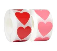 2pcs Roll Sticker Sticker (500pcs pour Chaque Rouleau) 2 Couleur 1 Cœur Autocollants avec Un adhésif Fort pour la Saint-Valentin, Le Mariage, la fête des mères, l'emballage Cadeau, l'enveloppe