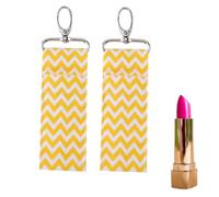 2pcs rouge à lèvres titulaire trousseau, chapsticks titulaire baume à lèvres titulaire pochette sac en métal porte-clés pour Voyage transporter (Jaune)