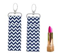 2pcs rouge à lèvres titulaire trousseau, chapsticks titulaire baume à lèvres titulaire pochette sac en métal porte-clés pour Voyage transporter (Bleu foncé)