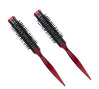 2pcs Round Brush pour faire souffler un poil nylon petit pinceau rond avec une surface en aluminium creux et une poignée en bois pour les cheveux bouclés des femmes, des outils de coiffure.
