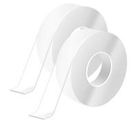 2PCS Ruban Adhésif Réutilisable, 5M x 2CM x 1MM, Double Face Réutilisable et Lavable, Ruban Transparent Extra Fort Sans Traces pour Fixation Maison, Bureau, Cuisine, Bois, Métal, Plastique, Verre