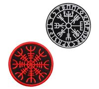 2pcs Runes Viking Boussole Viking Broderie Badges Patch Tactiques Appliques Crochet Et Boucle Drôle Drapeau Patch Pour Vestes,Gilets,Vêtements,Jeans,Sac À Dos