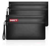 2pcs Sac de Documents Ignifuge et Étanche 6400°F, Version Améliorée 2026, Pochette Sécurité Double Fermeture Éclair - Sac Sécurité pour Passeports, Argent et Carte (28X19CM)