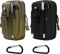 2pcs Sac Tactique Ceinture,Nylon Sacoche Ceinture Multifonctionnelle Molle Edc Gadget Sac Pour Téléphone,Plein-Air,Randonnée,Alpinisme Et Cyclisme (Avec 2* Mousquetons)