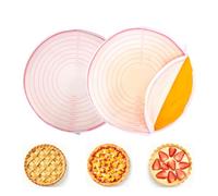 2pcs Sacs à Pâte Tarte avec Graduations de 10 à 27,5cm, en Silicone Antiadhésif Fermeture Éclair pour Pâte Tarte et Pizza Compatibles Lave-Vaisselle (Rose)