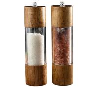2pcs Salt en bois et broyeur de poivre Ensemble de broyage manuel rechargeable en bois et moulin à poivre ensemble avec noyau en céramique pour la cuisine à domicile