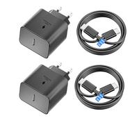 2Pcs Samsung 45W Chargeur USB C,Secteur Charge Rapide Type C pour Samsung Galaxy S25/S24/S23/S22/S21/S20/Ultra/Note 20/S10/S9,A54,A53,Z Fold/Z Flip/Tab,Prise Secteur USBC Adapteur Mural avec 3M Câble
