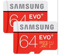 2pcs Samsung Micro SD Evo Plus - 64 Go - MicroSDXC - UHS-I - Grade 1 - Class 10