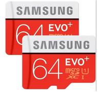 2PCS Samsung MicroSD Evo Plus 64G MicroSDXC UHS-I Grade 1 Classe 10