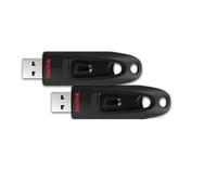 2PCS SanDisk 64 Go Ultra Clé USB 3.0 , jusqu'à 130 Mo/s Noir - (paquet de deux)