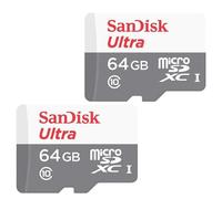 2pcs Sandisk Ultra micro SD SDXC 64 Go Classe 10 UHS-I 80 Mo/s SDSQUNS-064G