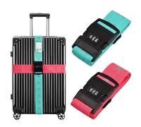 2Pcs Sangle à Cliquet avec Serrure à Combinaison Sangle d'Arrimage Réglables Bagage Lumineux Sangle Valise Voyage Accessoires Sangle avec Étiquette Nominative Adresse Voyage Accessoires 190-224cm (B)