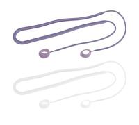 2pcs Sangles Anti-Perte en Silicone Compatible avec Samsung Galaxy Buds 2 Écouteurs Bluetooth Cordon de Cou Souple Cordon de Sport Longueur 40cm, Blanc et Violet