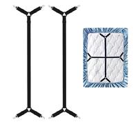 2PCS Sangles de Support de Drap,Tendeur Drap Housse,Pince Drap Housse Matelas,Sangles de Support de Drap de lit Longues réglables Pinces pour Drap de lit,Tendeurs réglables en Croix pour Drap-Housse.