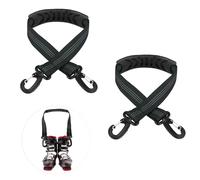 2pcs Sangles Porte Ski, 52,5x2,5cm Portable Sangles Chaussure Ski avec Patin Antidérapant et Boucles à Double Extrémité, Hiver Bandoulière de Transport Ski Accessoires de Ski (Noir)